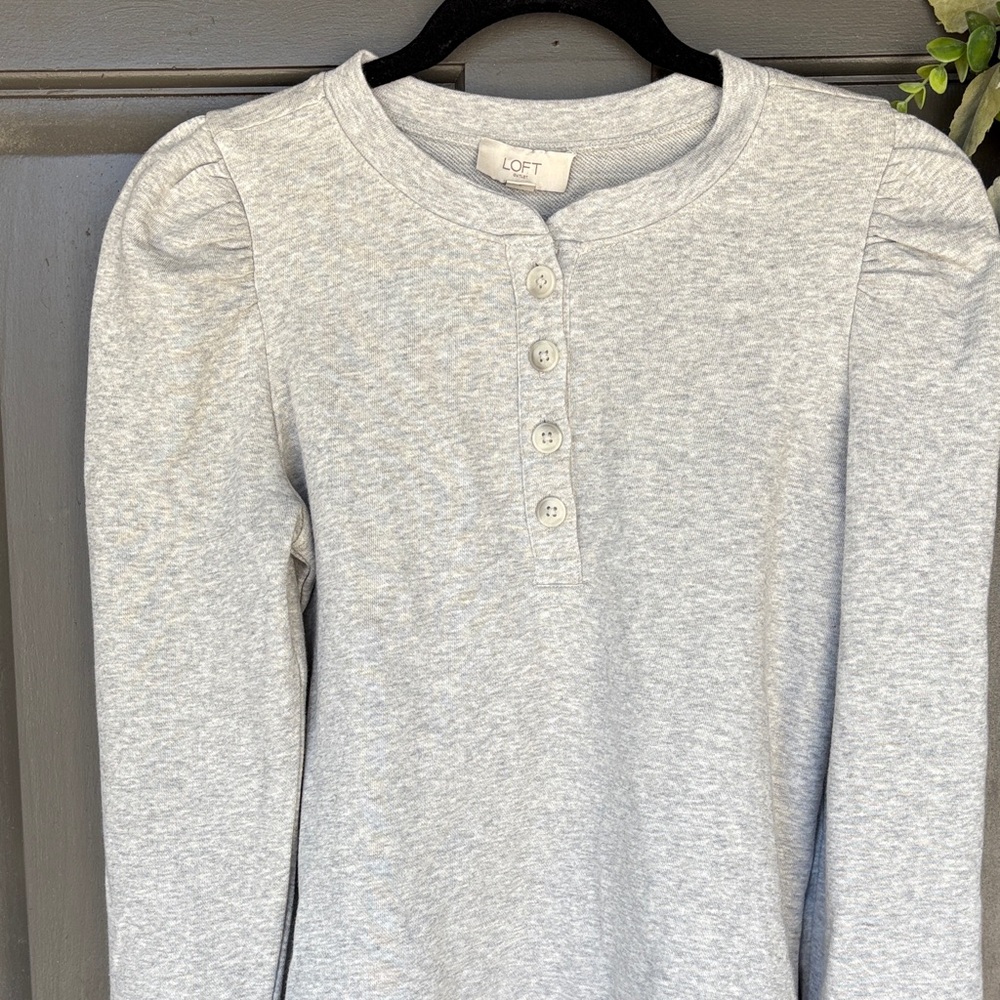 Loft Heather Gray Buttoned Top - image 4